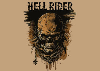 Skull, Biker. Vector illustration for t-shirt