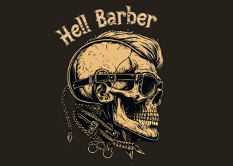Skull. Hell Barber Vector illustration