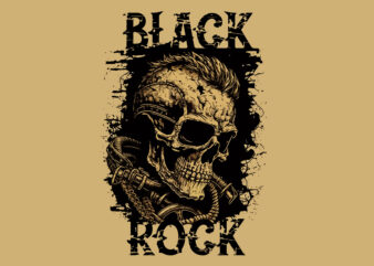 Skull, Rock. Vector illustration for t-shirt