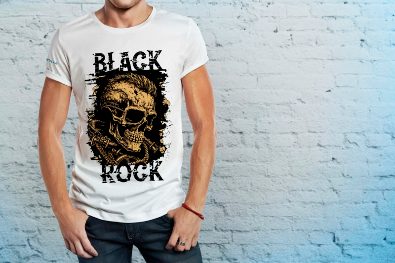 Skull, Rock. Vector illustration for t-shirt