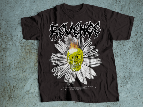 Revenge skull daisy flower streetwear t shirt design