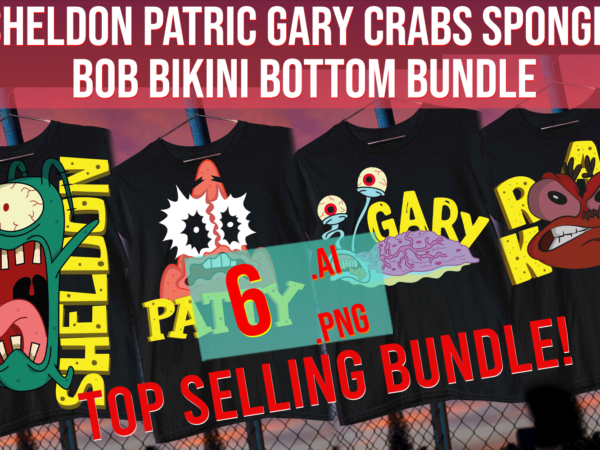 Sheldon patric gary crabs spongebob bikini bottom bundle t shirt template vector