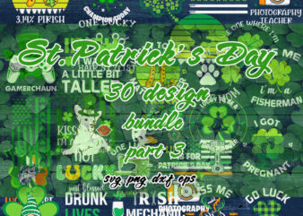 Happy St.Patrick’s Day Bundle part 3, Clover, Lucky, Game, Dog, Skiing
