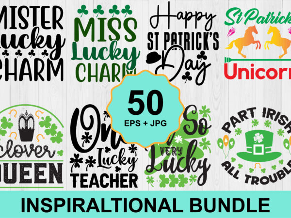Happy st patrick’s day t-shirt bundle print template, lucky charms, irish, everyone has a little luck typography design