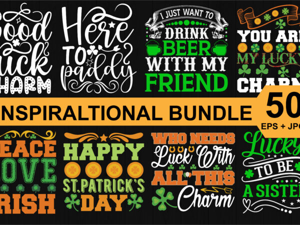 Happy st patrick’s day svg shirt bundle print template, lucky charms, irish, everyone has a little luck typography design