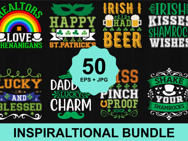 Happy st patrick’s day svg shirt bundle print template, lucky charms, irish, everyone has a little luck typography design