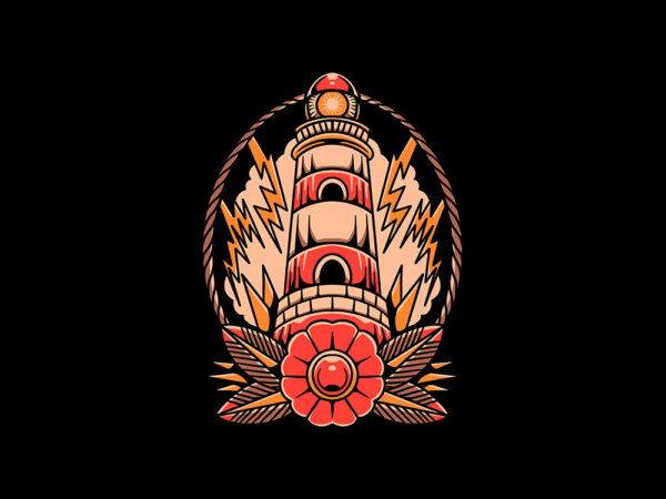 Strong lighthouse t shirt template vector