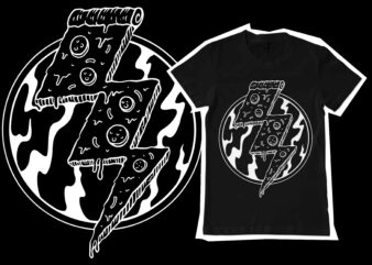 Thunder pizza vector illustration for tshirt design