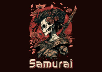 Girl samurai vector illustration for t-shirt