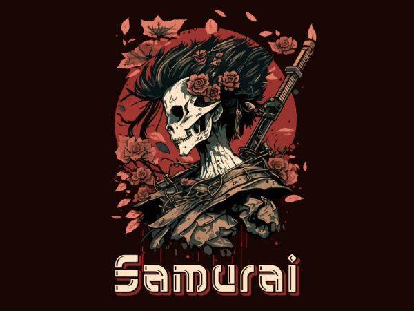 Girl samurai vector illustration for t-shirt