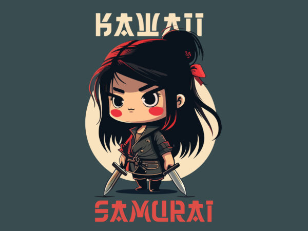 Kawaii samurai vector art for t-shirt