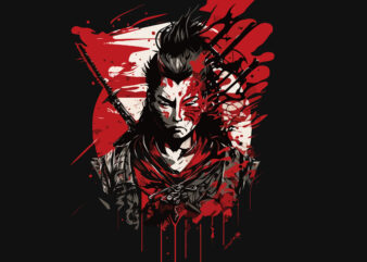 Man samurai vector illustration for t-shirt