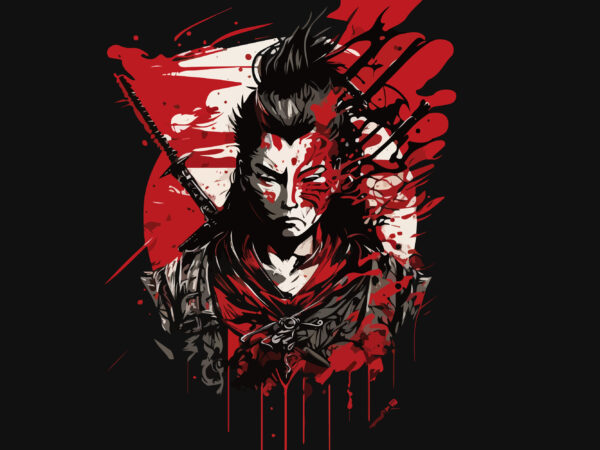 Man samurai vector illustration for t-shirt