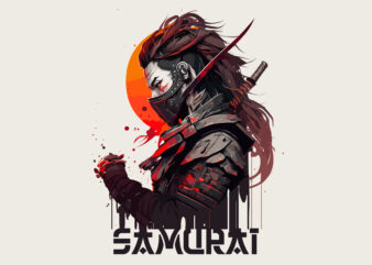 Man samurai vector illustration for t-shirt