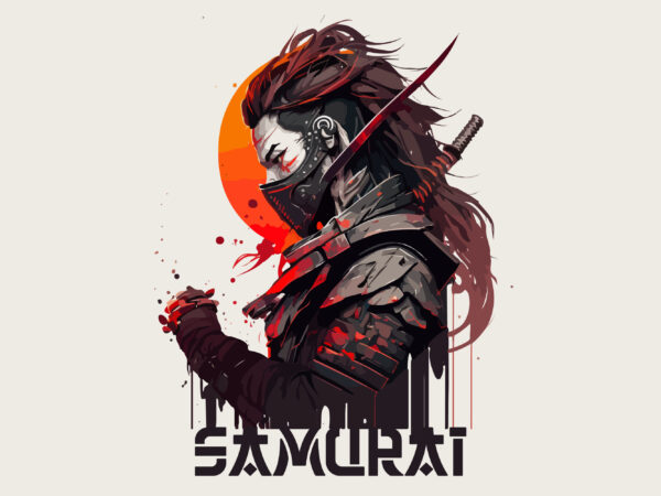 Man samurai vector illustration for t-shirt