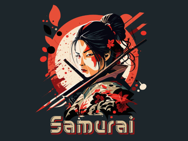 Girl samurai vector illustration for t-shirt