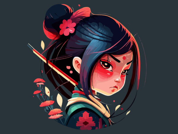 Kawaii samurai vector art for t-shirt