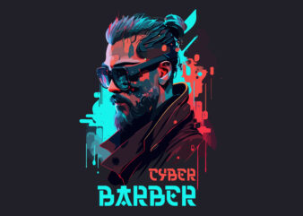 Cyber barber vector art for t-shirt
