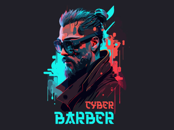 Cyber barber vector art for t-shirt