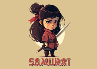 Kawaii samurai vector art for t-shirt