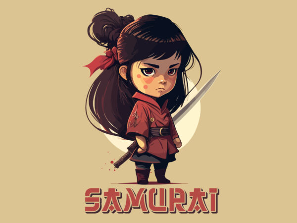 Kawaii samurai vector art for t-shirt
