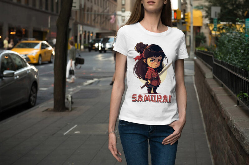 Kawaii samurai vector art for t-shirt