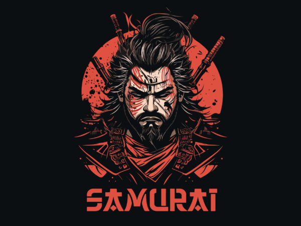 Man samurai vector illustration for t-shirt