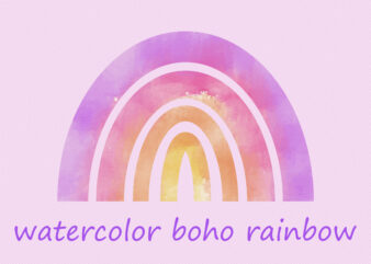 Watercolor hand drawn rainbow t shirt design for sale