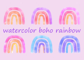 Watercolor hand drawn rainbow