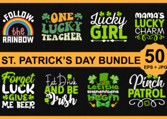 St. Patrick’s Day SVG Bundle Design Print Template, Lucky Charms, Irish, everyone has a little luck Typography Design