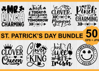 St.Patrick’s Day Shirt Design Bundle Print Template, Lucky Charms, Irish, everyone has a little luck Typography Design