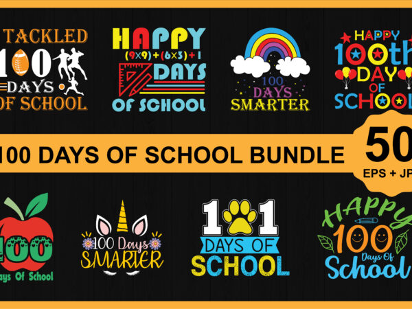 Happy 100 days of school shirt design bundle print template, typography design for kindergarten pre k preschool, last and first day of school, back to school day shirt.