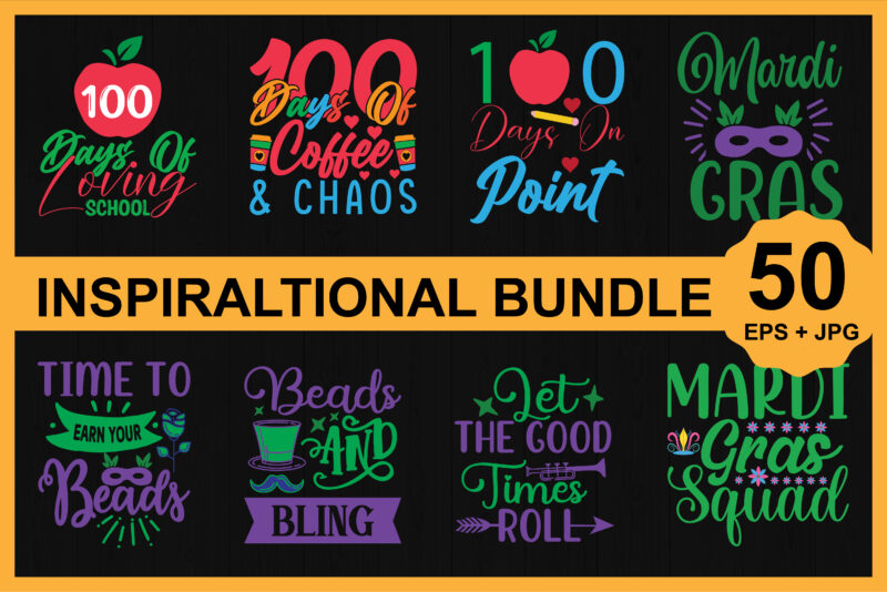 Happy 100 Days of school And Mardi Gras shirt Design Bundle print template, typography design for kindergarten pre k preschool, last and first day of school, back to school day shirt.