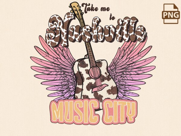 Western nasville music city png t shirt design for sale