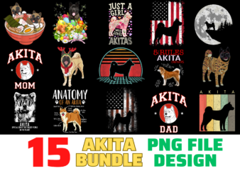 15 Akita Shirt Designs Bundle For Commercial Use, Akita T-shirt, Akita png file, Akita digital file, Akita gift, Akita download, Akita design