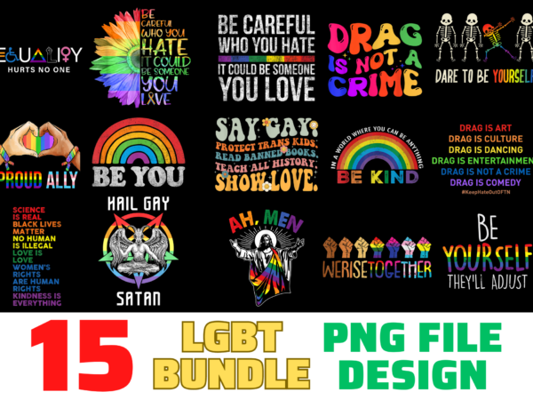 15 lgbt shirt designs bundle for commercial use, lgbt t-shirt, lgbt png file, lgbt digital file, lgbt gift, lgbt download, lgbt design