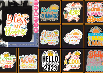 Summer Sticker SVG Bundle t shirt template vector