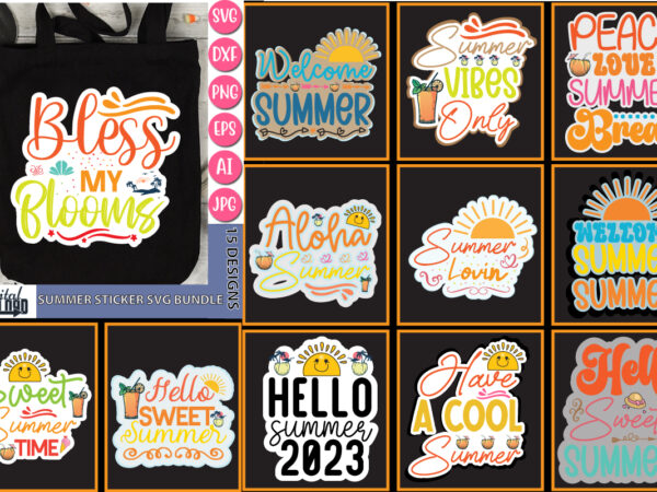Summer sticker svg bundle t shirt template vector