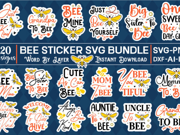 Bee sticker svg bundle bee stickers bundle bee sticker bundle honey bee sticker bundle print and cut stickers printable stickers print and cut cricut bees stickers, bee stickers bundle bee t shirt template