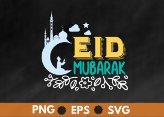 Happy Eid Mubarak for Muslim Kids Eid al fitr al Adha moon T-Shirt design vector,