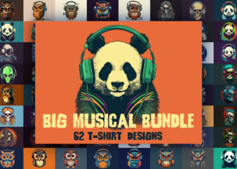 62 t-shirt designs. Big musical bundle