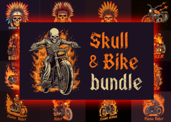 Skull and bike t-shirt designs bundle