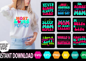 Mother’s Day Retro Bundle t shirt designs for sale