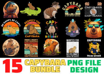 15 Capybara shirt Designs Bundle For Commercial Use, Capybara T-shirt, Capybara png file, Capybara digital file, Capybara gift, Capybara download, Capybara design