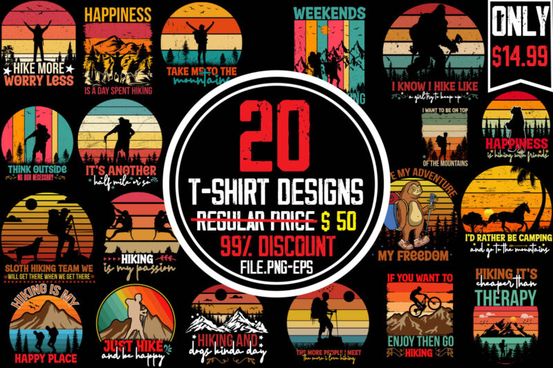 Hike T-shirt Bundle,20 Designs,Campking T-shirt Bundle,on sell design,big sell design,#simacrafts Design,Happiness Is A Day Spent Hiking T-shirt Design,hike t shirt, t shirt, shirt, t shirt design, custom t shirts, t