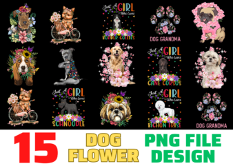 13 Dog with Flower shirt Designs Bundle For Commercial Use, Dog with Flower T-shirt, Dog with Flower png file, Dog with Flower digital file, Dog with Flower gift, Dog with