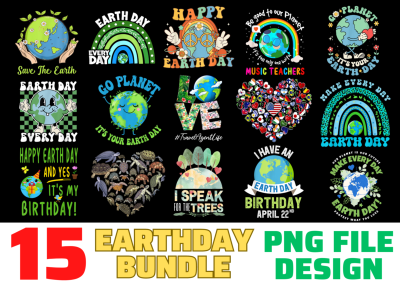 15 Earthday shirt Designs Bundle For Commercial Use, Earthday Tshirt