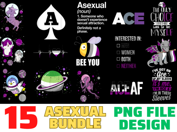 15 asexual shirt designs bundle for commercial use, asexual t-shirt, asexual png file, asexual digital file, asexual gift, asexual download, asexual design