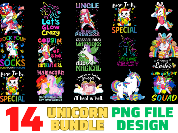 14 unicorn shirt designs bundle for commercial use, unicorn t-shirt, unicorn png file, unicorn digital file, unicorn gift, unicorn download, unicorn design