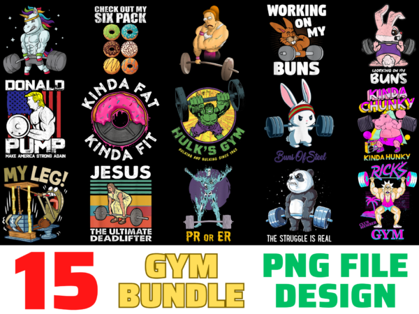 15 gym shirt designs bundle for commercial use, gym t-shirt, gym png file, gym digital file, gym gift, gym download, gym design